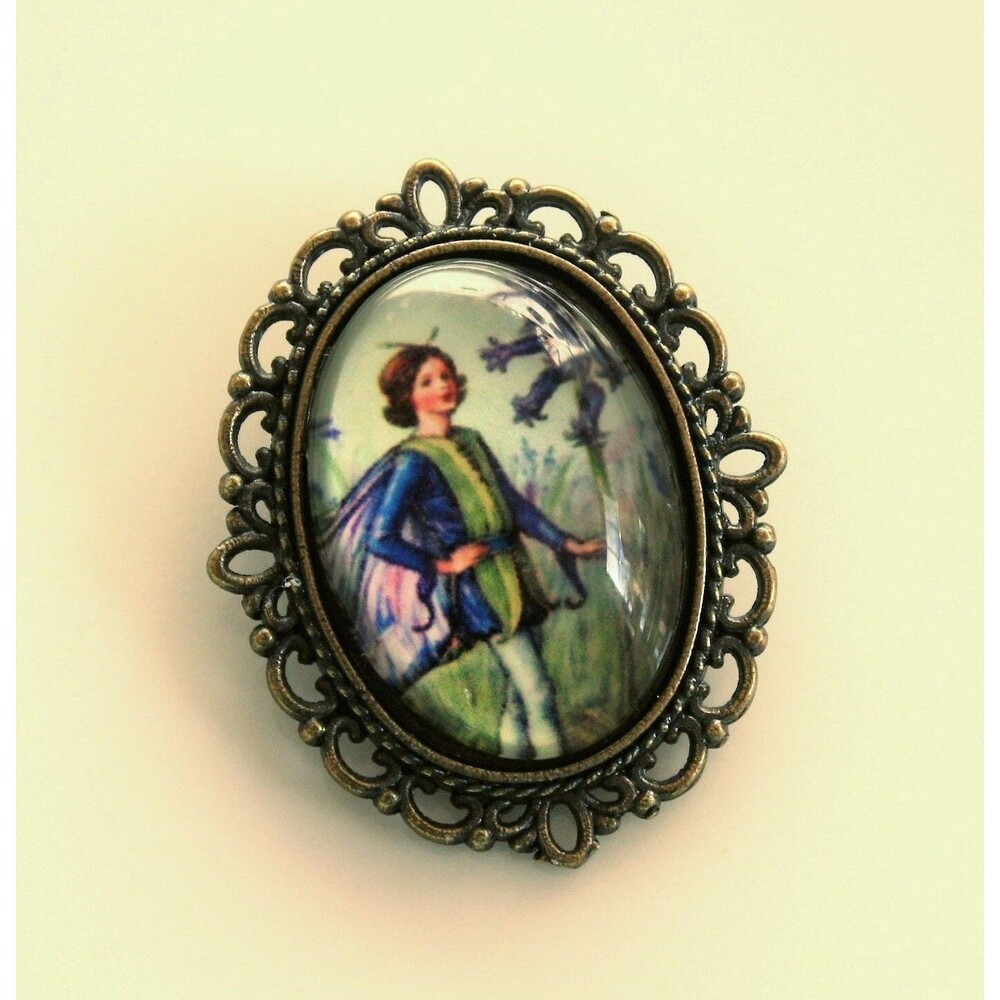 Fairy Brooch, Victorian Inspired Fairy Jewelry, Victorian Fairy, Blue Fairy Glas